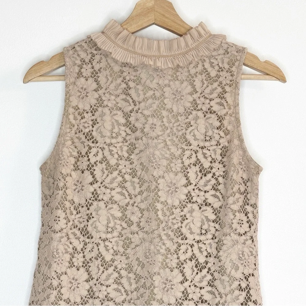 J Crew Lace Ruffle Sleeveless Blush Top Sz XS
